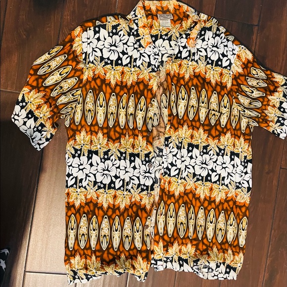 Vintage Aloha Hut Hawaiian Shirt Size L Short Sleeve Surfboard Print 100% Rayón - Picture 3 of 14